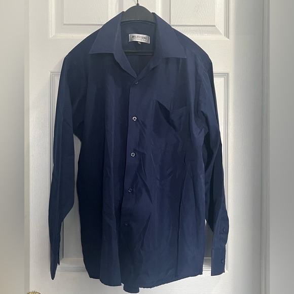 Milestone Designed in Italy Navy Blue Shirt w/ one Front Pocket!! - Picture 2 of 8